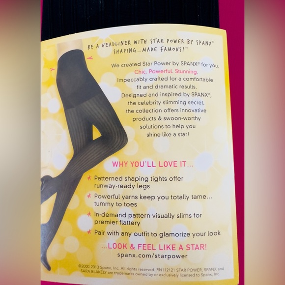 Star Power by Spanx!! Black Ribbed Row Shaping Tights!!! Size F. New in … - Picture 3 of 6